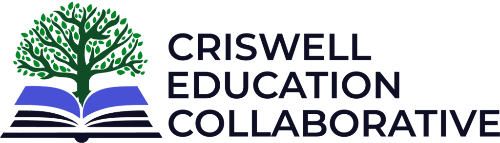 Tree growing out of open book, Criswell Education Collaborative