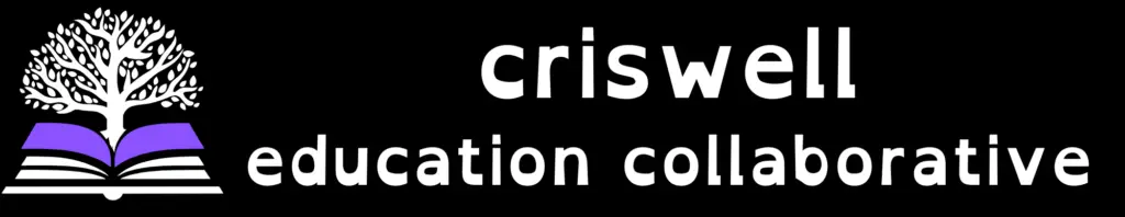 Tree growing out of open book, Criswell Education Collaborative